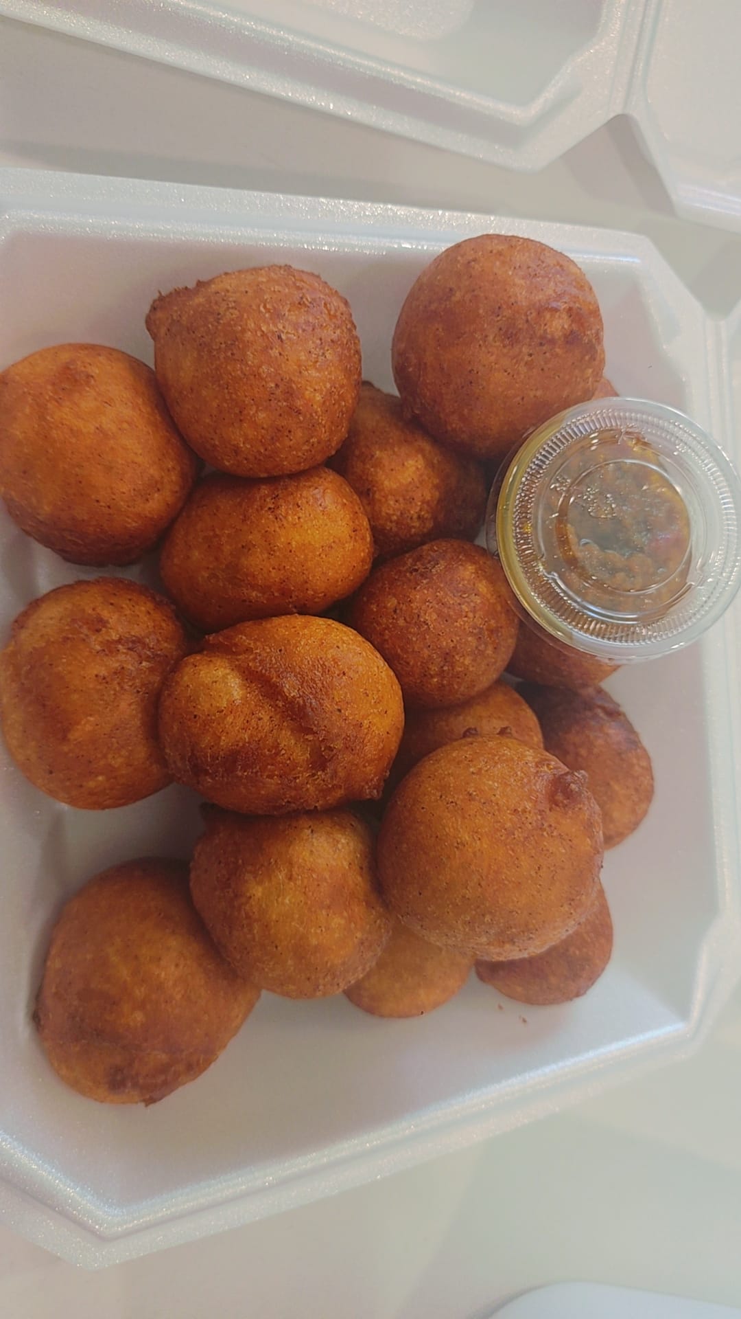 Fried kala with dipping pepper sauce